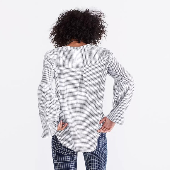 Madewell Bell-Sleeve Button-Down Shirt - Windowpane - Small - NWT - Picture 2 of 12